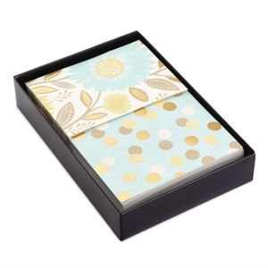 HALLMARK FLORAL DOTS LUXE BLANK 50 NOTE CARDS STATIONERY 5☆ BNWT SO